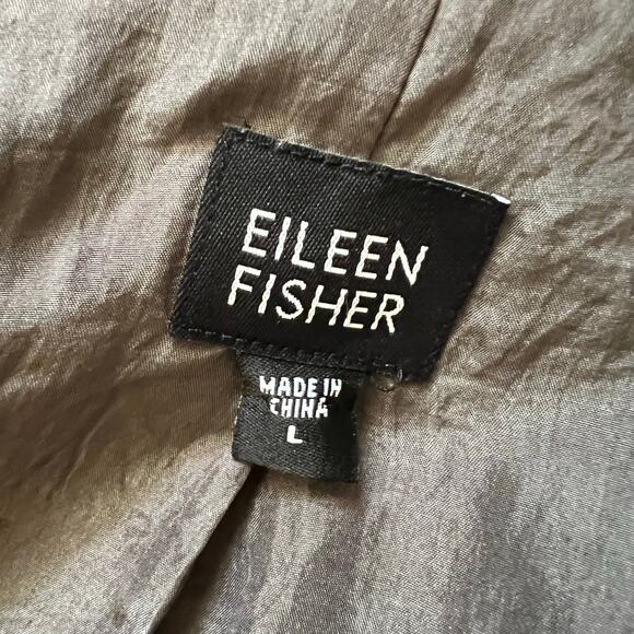 EILEEN FISHER 100% Silk Groove Jacket Blazer Brown Large - Picture 3 of 7